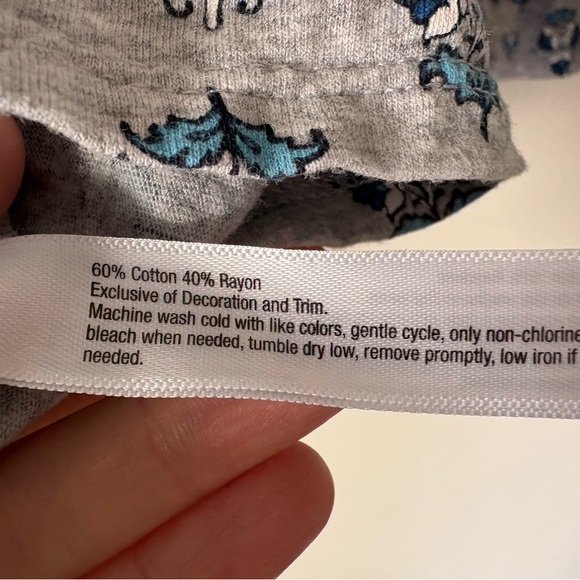 Lucky Brand Blue Floral Cotton Sleep Tunic Tassel Boho Cottagecore Prairie Top M - Picture 8 of 8